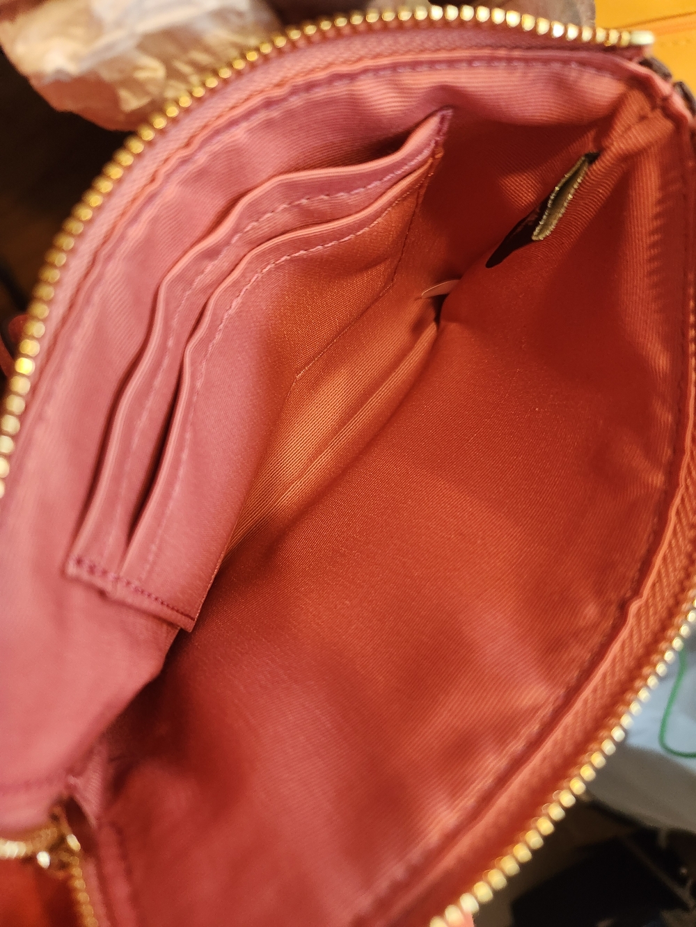 Coach Plaid Zip Pouch in Coral, Yellow and White - Picture 8 of 14